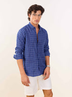 Load image into Gallery viewer, Royal Blue Checked Irish Linen Shirt
