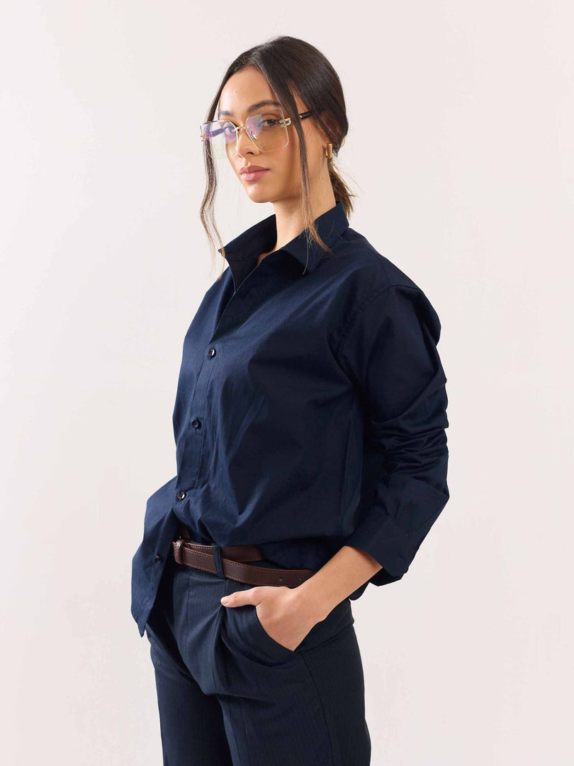 Dark Blue Poplin Shirt
