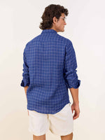 Load image into Gallery viewer, Royal Blue Checked Irish Linen Shirt
