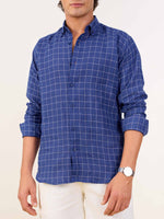 Load image into Gallery viewer, Royal Blue Checked Irish Linen Shirt
