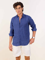 Load image into Gallery viewer, Royal Blue Checked Irish Linen Shirt
