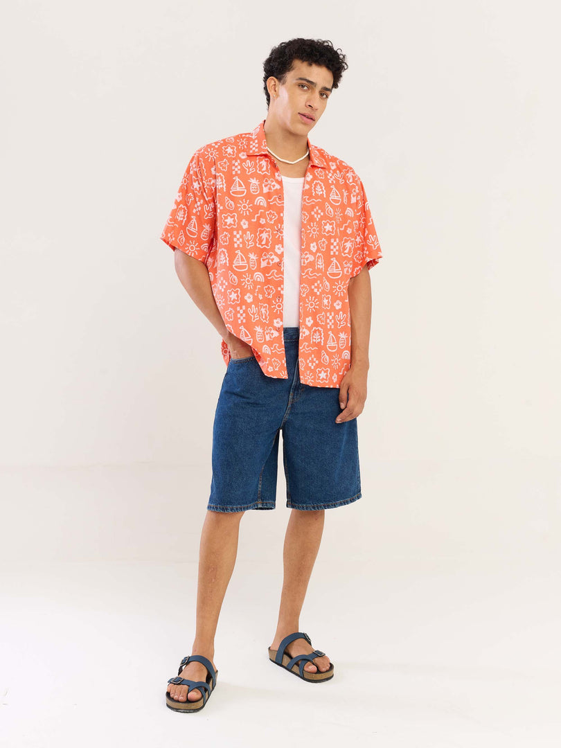 Beach Paradise Doodle Printed Shirt