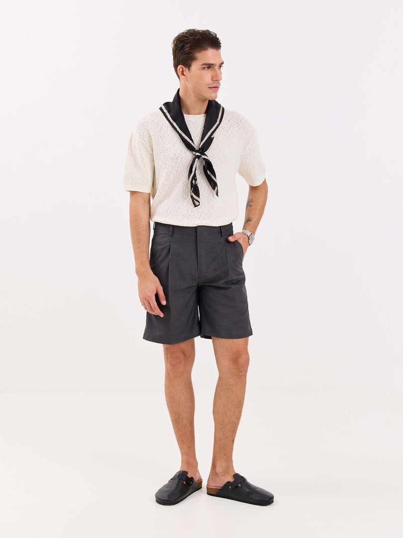 Grey Trouser Shorts