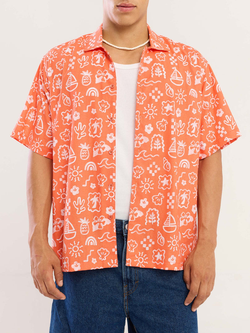 Beach Paradise Doodle Printed Shirt