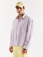 Load image into Gallery viewer, Lavender Striped Poplin Oversized Shirt