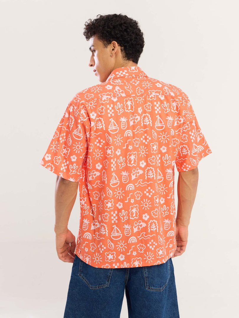 Beach Paradise Doodle Printed Shirt