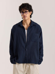 Navy Blue Gauze Holiday Shirt