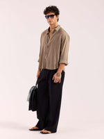 Load image into Gallery viewer, Taupe Linen Cropped Shirt