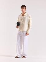 Load image into Gallery viewer, Yellow &amp; White Striped Drape Shirt