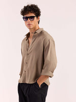 Load image into Gallery viewer, Taupe Linen Cropped Shirt