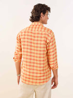 Load image into Gallery viewer, Orange &amp; Yellow Checked Irish Linen Shirt
