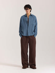 Dark Dusty Blue Gauze Holiday Shirt