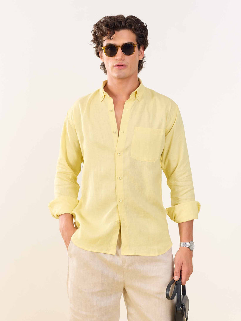Butter Yellow Irish Linen Shirt