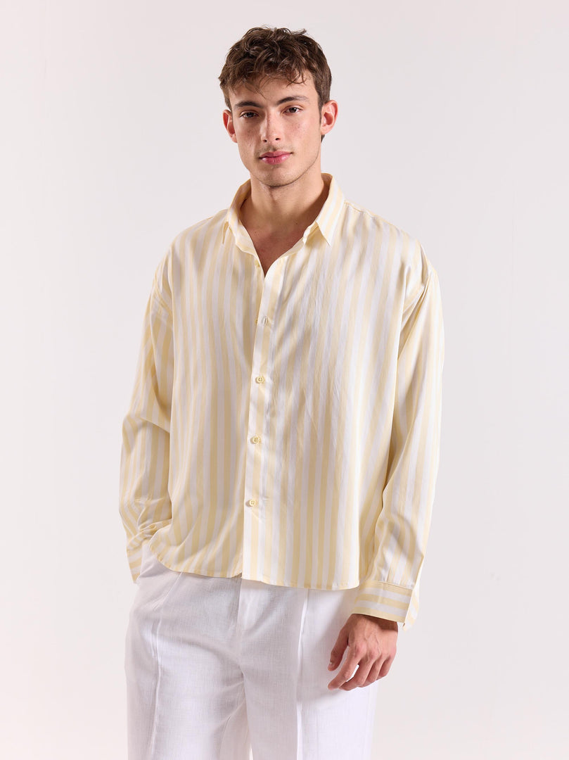 Yellow & White Striped Drape Shirt