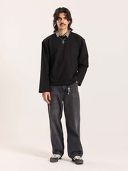 Black Loose Fit Cropped T-Shirt