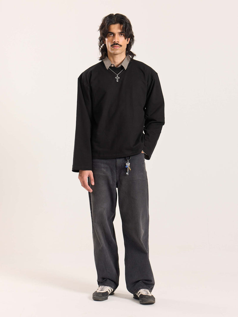 Black Loose Fit Cropped T-Shirt