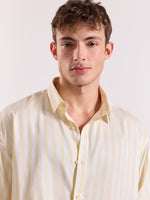 Load image into Gallery viewer, Yellow &amp; White Striped Drape Shirt