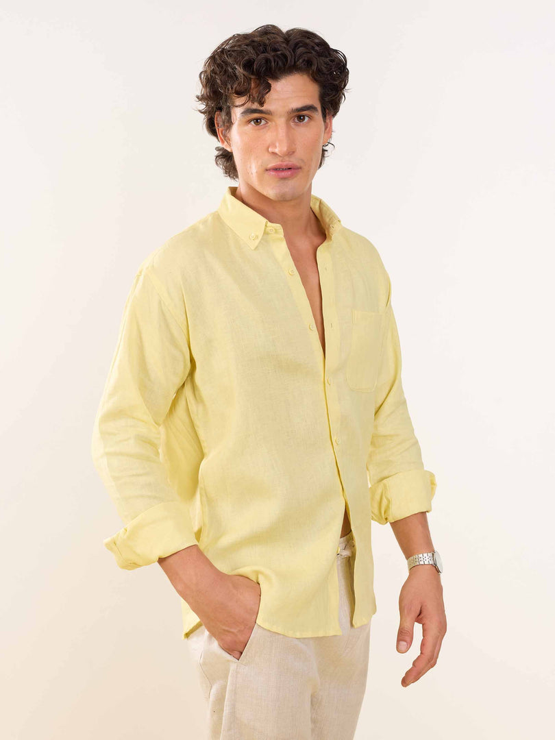 Butter Yellow Irish Linen Shirt