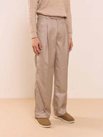 Load image into Gallery viewer, Beige Textured Baggy Fit Trousers
