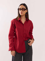 Load image into Gallery viewer, Cherry Red Poplin Shirt
