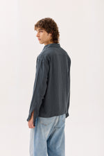 Load image into Gallery viewer, Blue Grey Gauze Holiday Shirt
