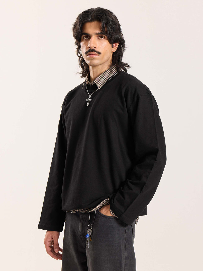 Black Loose Fit Cropped T-Shirt