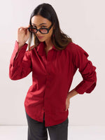 Load image into Gallery viewer, Cherry Red Poplin Shirt
