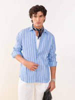 Load image into Gallery viewer, Blue Striped Irish Linen Shirt
