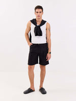 Load image into Gallery viewer, Black Linen Trouser Shorts
