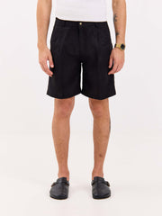 Black Linen Trouser Shorts