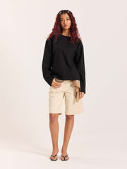 Black Loose Fit Cropped T-Shirt