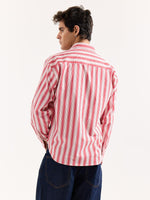 Load image into Gallery viewer, Red &amp; White Striped Poplin Oversized Shirt