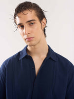 Load image into Gallery viewer, Navy Blue Textured Holiday Shirt
