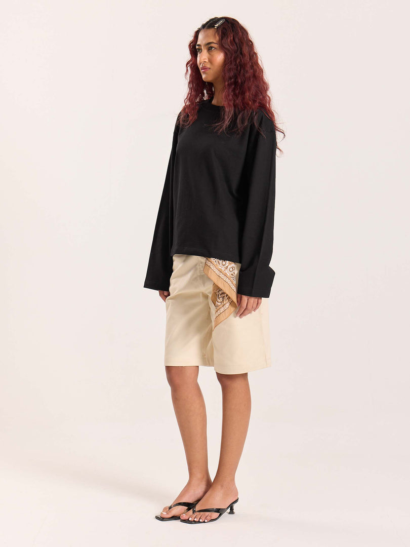 Black Loose Fit Cropped T-Shirt