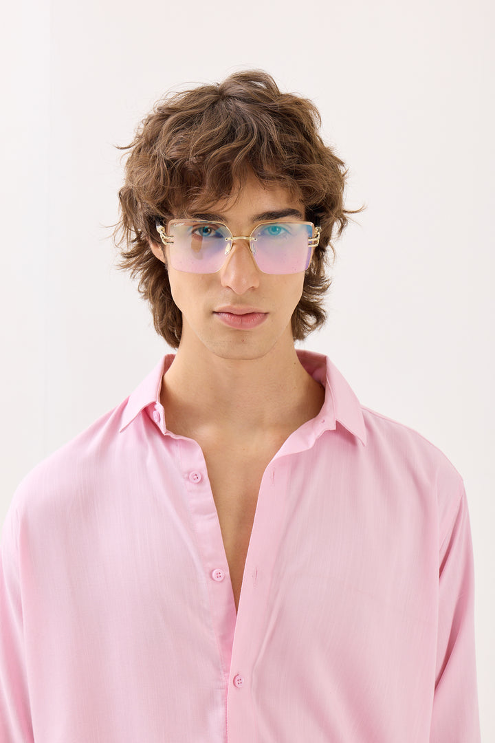 Light Pink Textured Drape Shirt (Pre-Order)