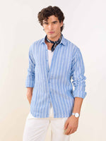 Load image into Gallery viewer, Blue Striped Irish Linen Shirt
