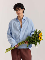 Load image into Gallery viewer, Powder Blue Wave Textured Holiday Shirt