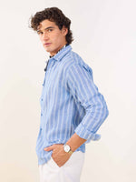 Load image into Gallery viewer, Blue Striped Irish Linen Shirt
