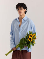 Load image into Gallery viewer, Powder Blue Wave Textured Holiday Shirt