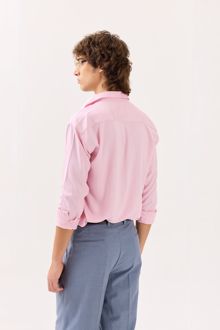 Light Pink Textured Drape Shirt (Pre-Order)