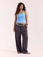 Load image into Gallery viewer, Dark Grey Linen Pull-on Pants