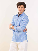 Load image into Gallery viewer, Blue Striped Irish Linen Shirt

