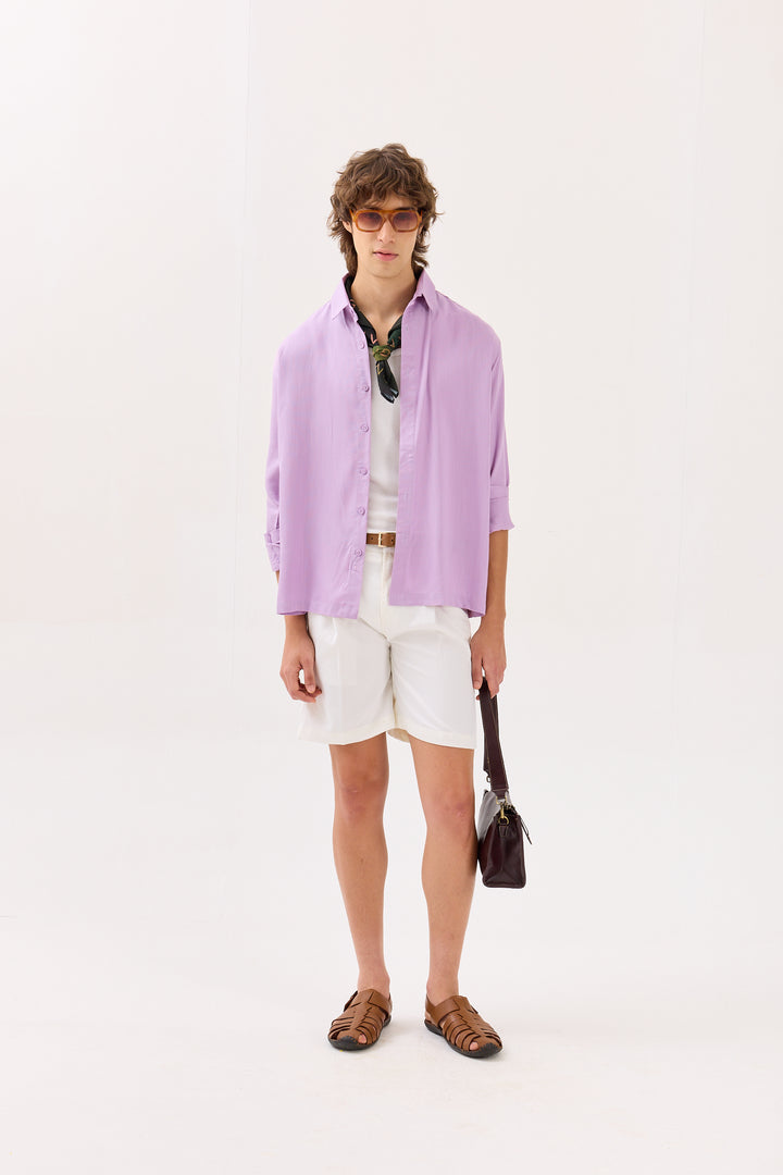 Lilac Textured Drape Shirt (Pre-Order)