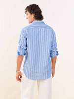 Load image into Gallery viewer, Blue Striped Irish Linen Shirt

