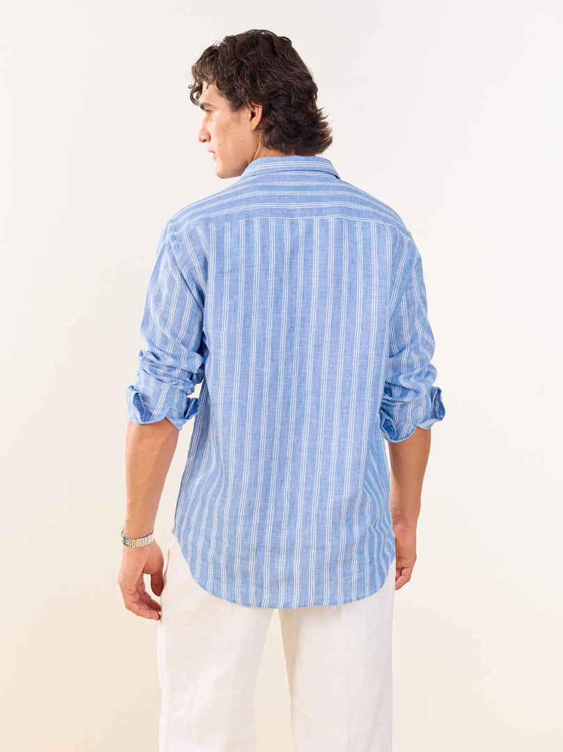 Blue Striped Irish Linen Shirt