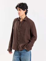 Load image into Gallery viewer, Dark Brown Gauze Holiday Shirt
