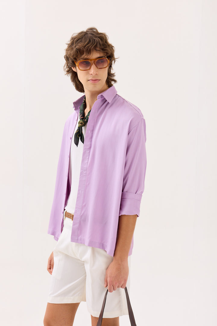 Lilac Textured Drape Shirt (Pre-Order)