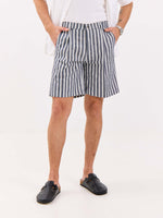 Load image into Gallery viewer, Grey Striped Linen Trouser Shorts
