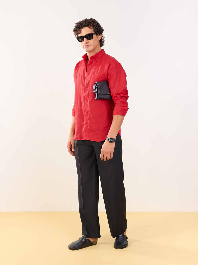 Red Irish Linen Shirt