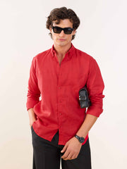 Red Irish Linen Shirt